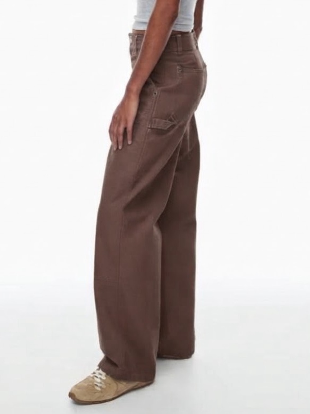 TNA| Aritzia| Mocha Brown Wide-Leg High Rise Carpenter’s Denim Pants Sz 0
